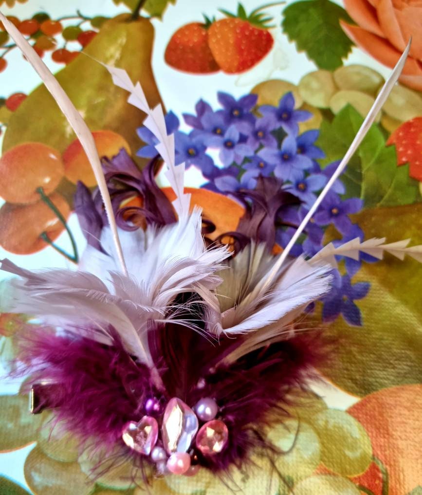 Dusky pink plum feather fascinator Races Wedding hair fascinator hair clip headpiece womens