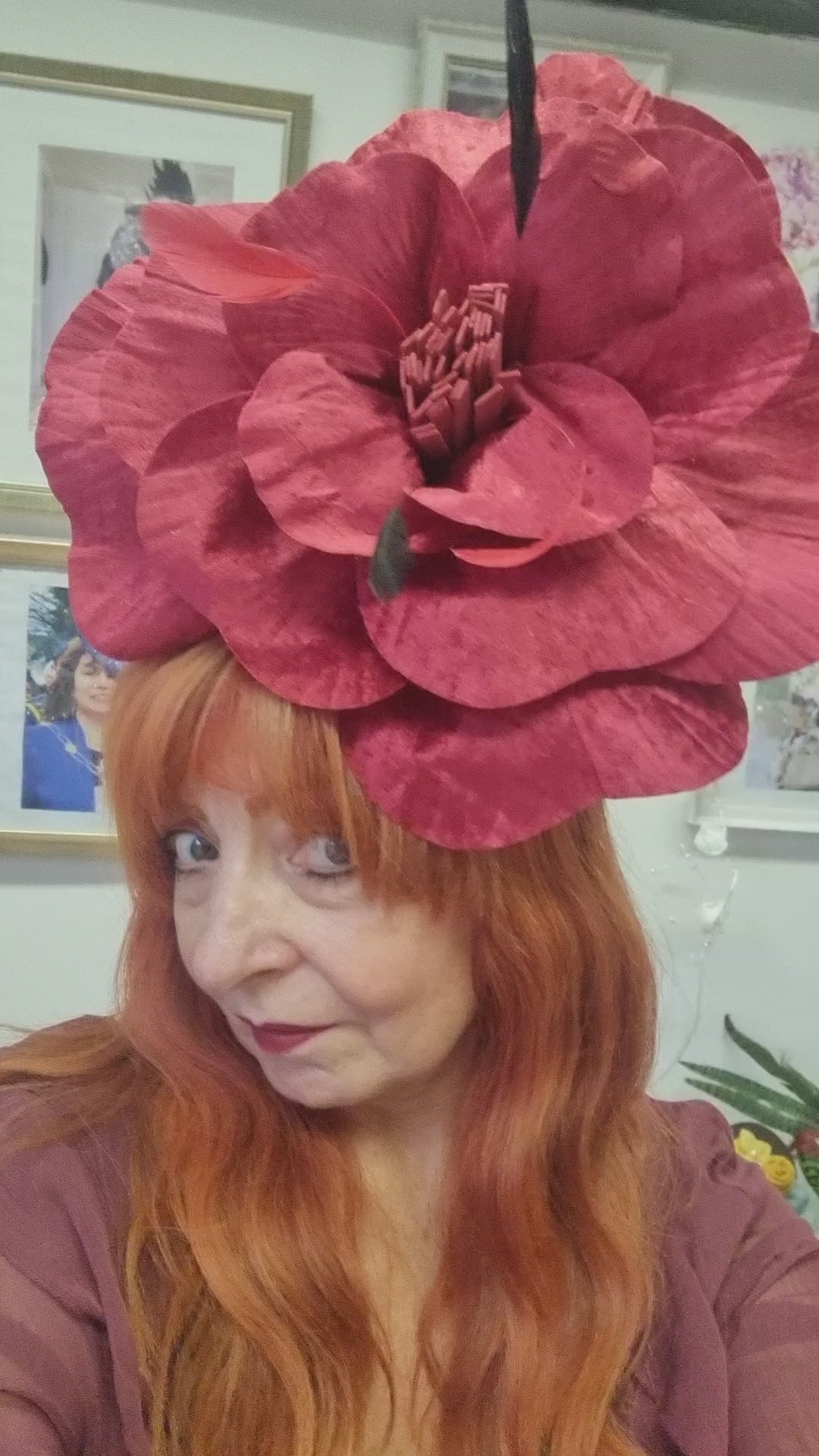 Red velvet large flower hatinator