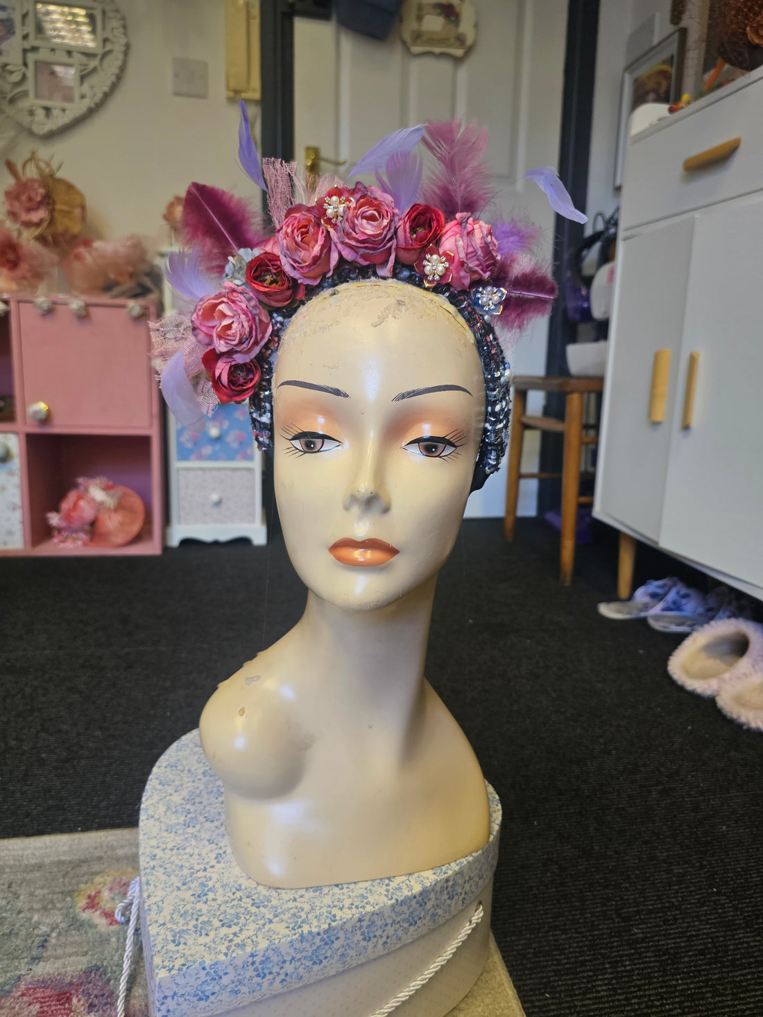 Roses & lace headpiece