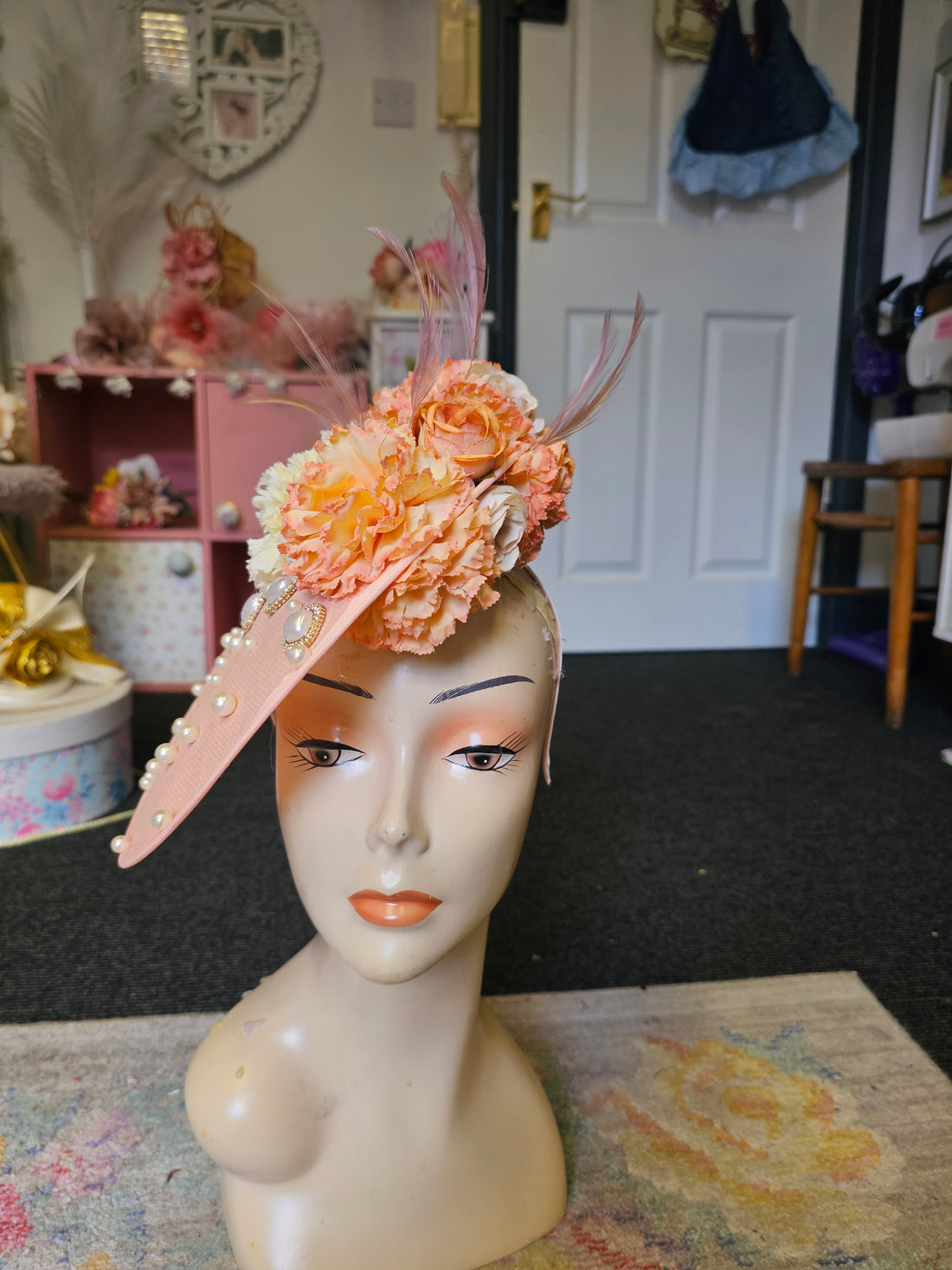 Peach orange fascinator