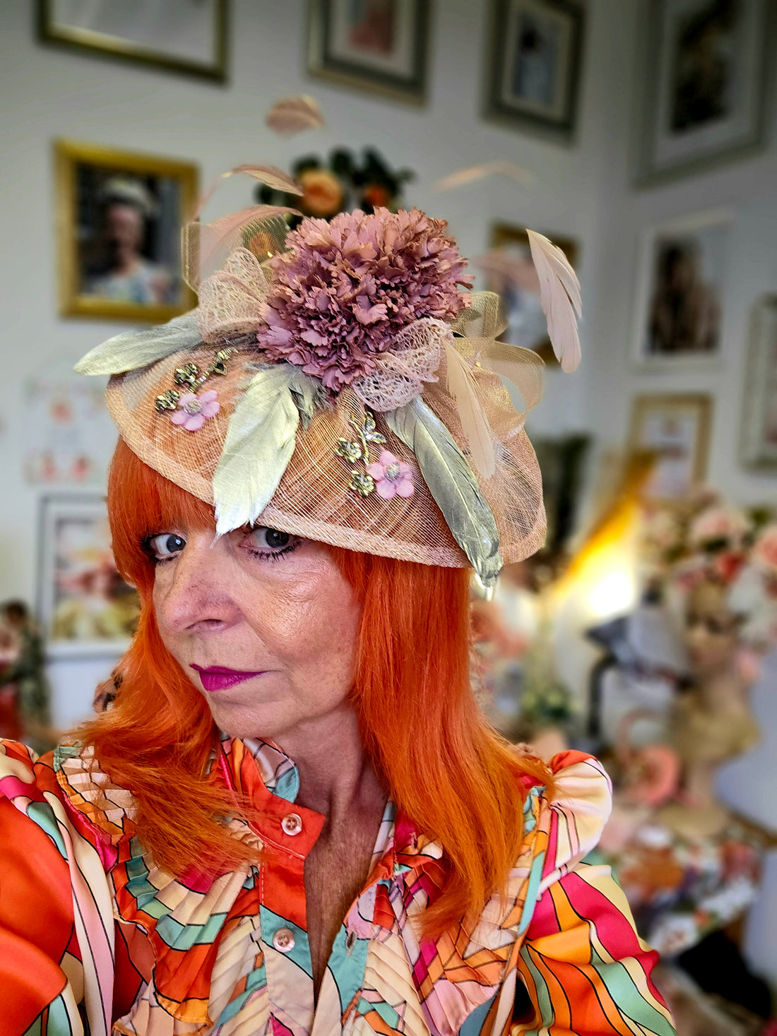 Dusky pink fascinator