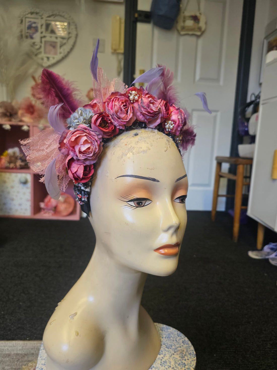 Roses & lace headpiece