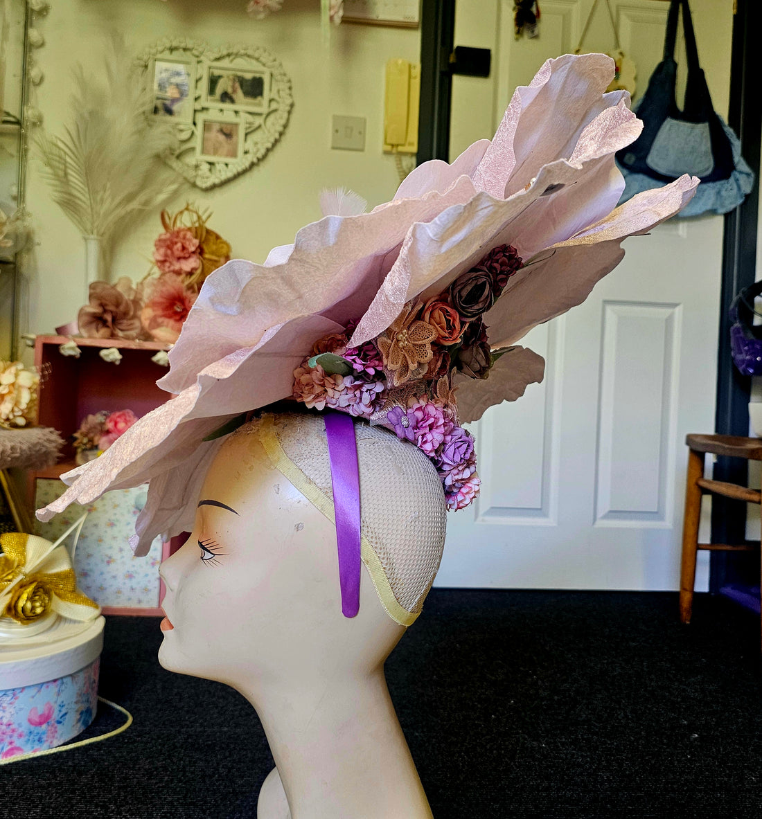 Extra large lilac flower headpiece