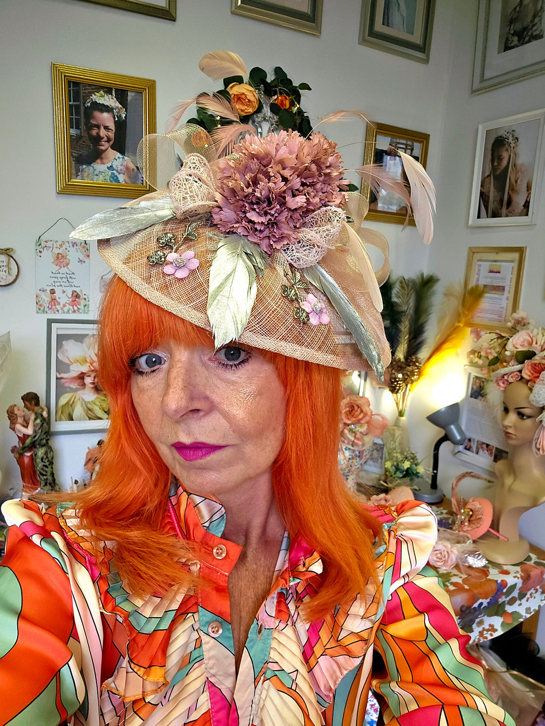Dusky pink fascinator