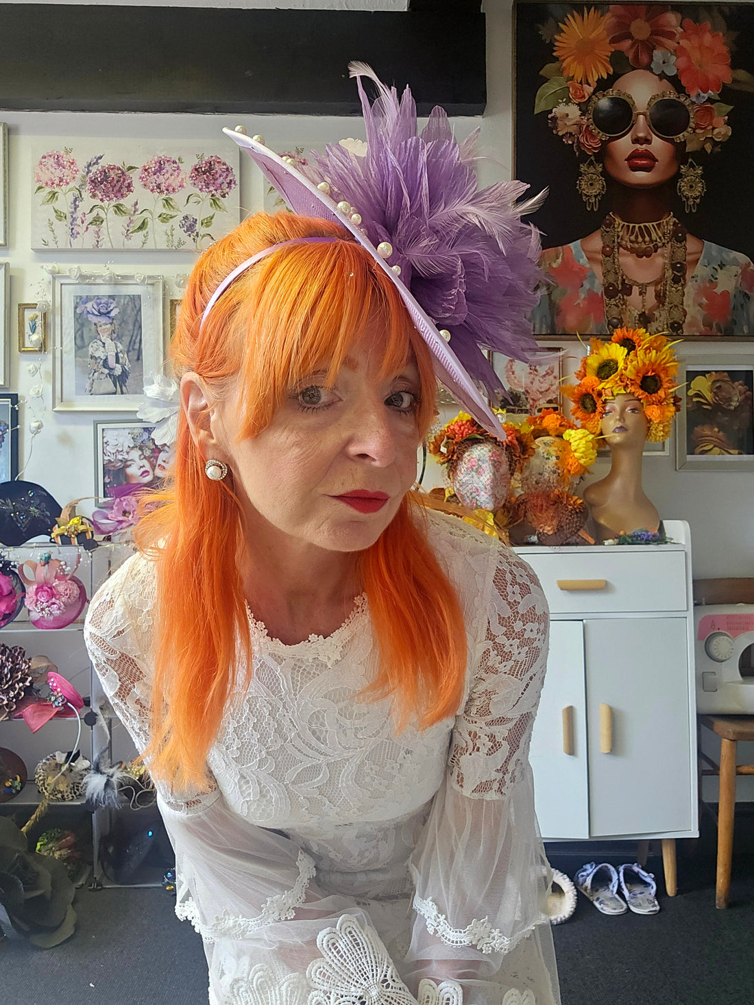 Lilac percher fascinator