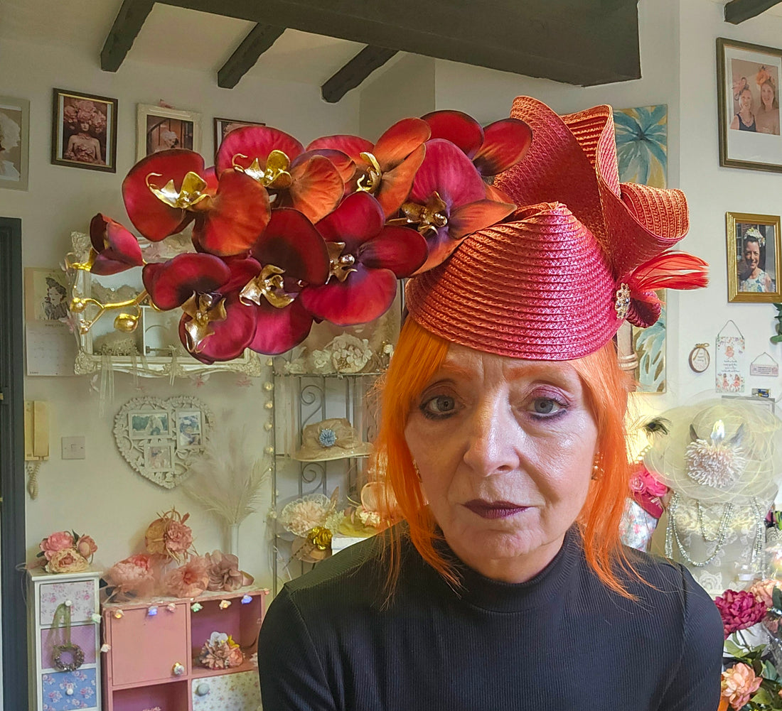 Red flower fascinator