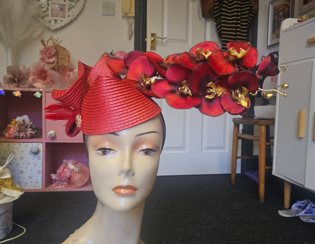 Red flower fascinator