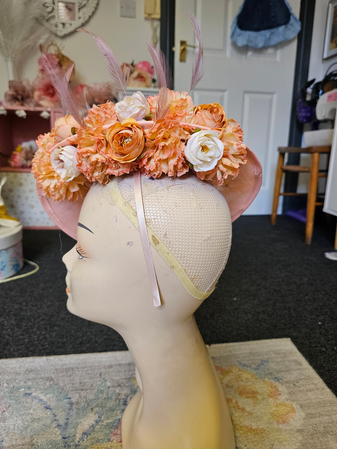 Peach orange fascinator