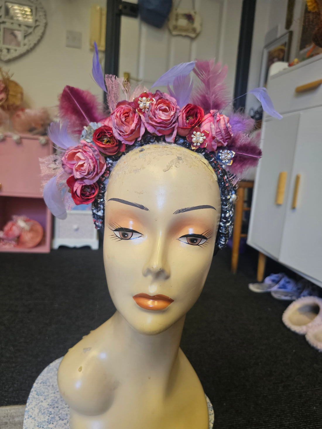 Roses & lace headpiece