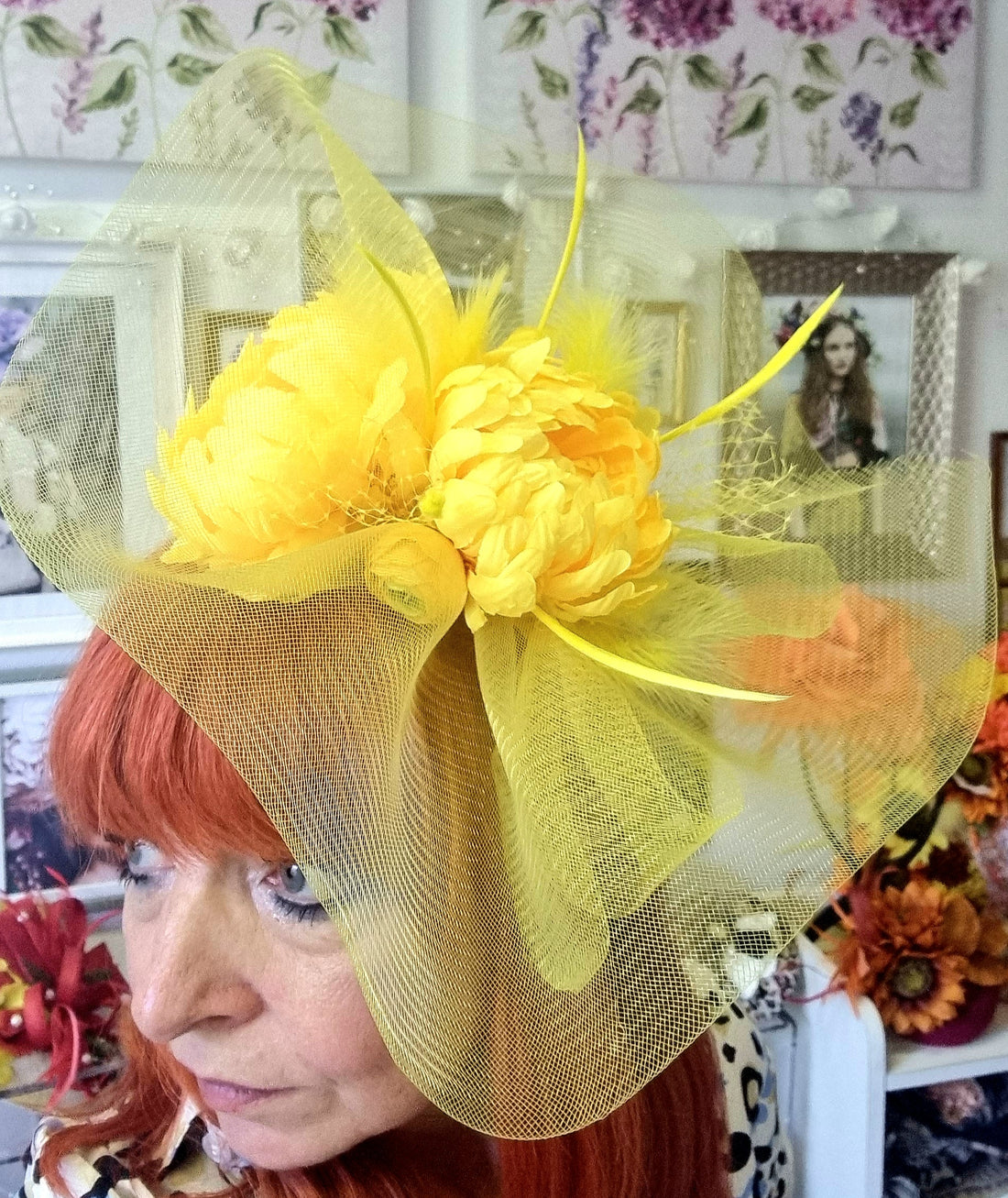 Yellow flower fascinator