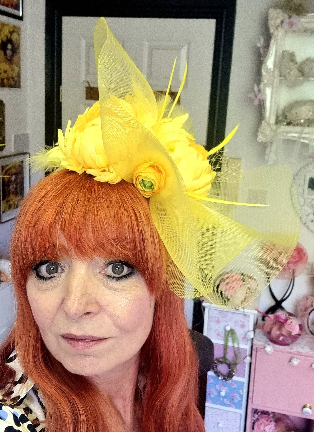 Yellow flower fascinator