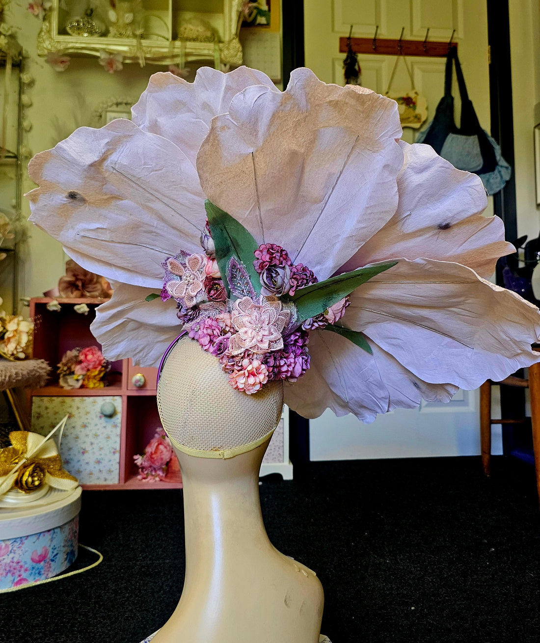 Extra large lilac flower headpiece