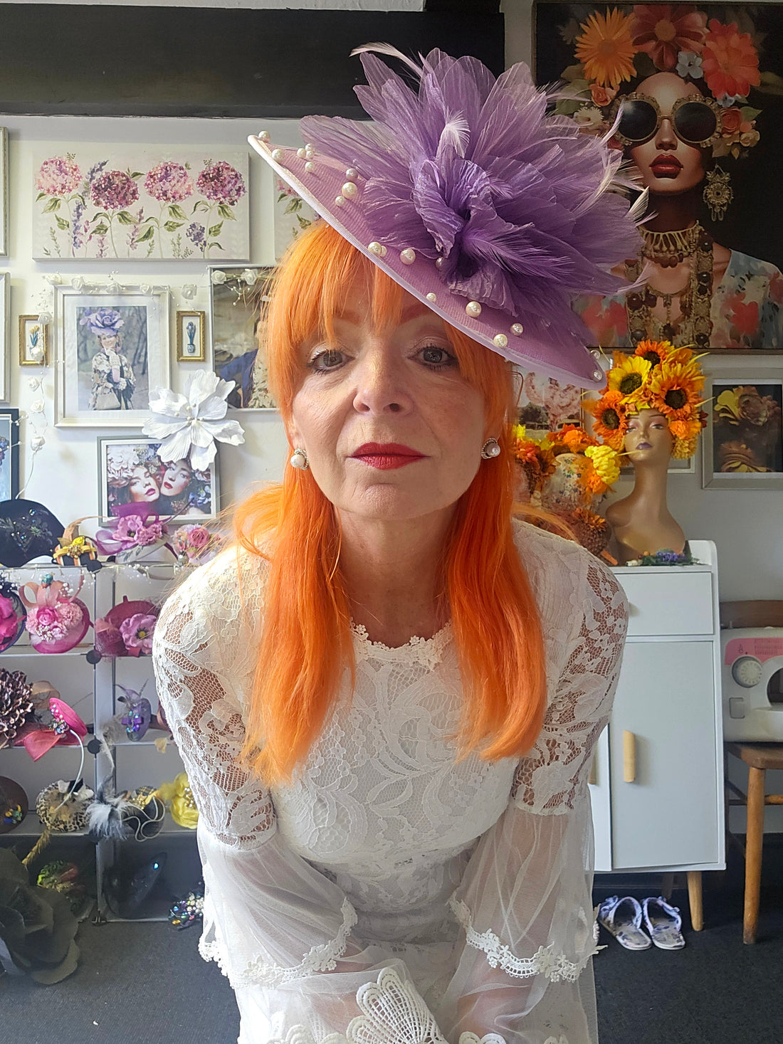 Lilac percher fascinator