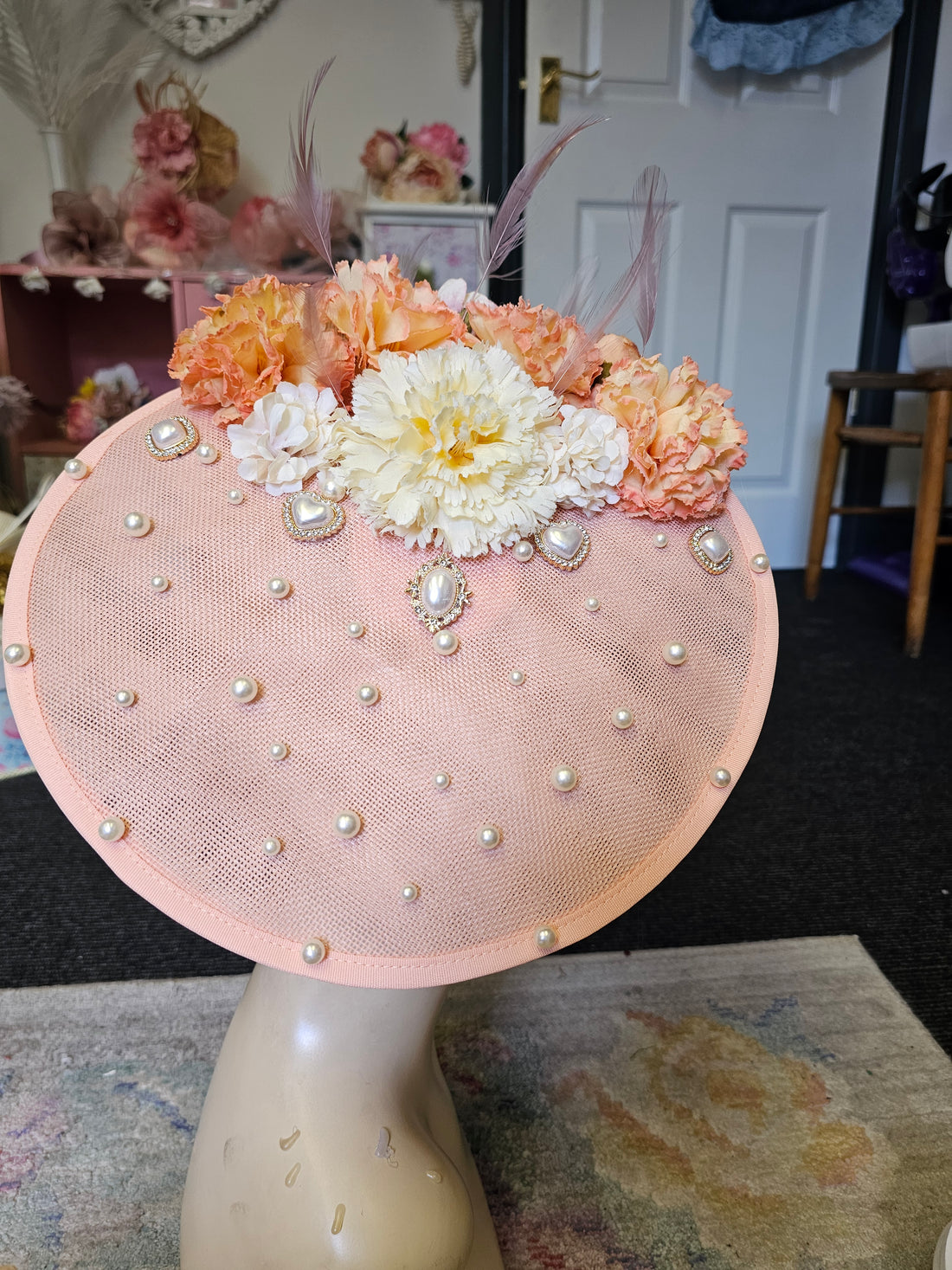 Peach orange fascinator