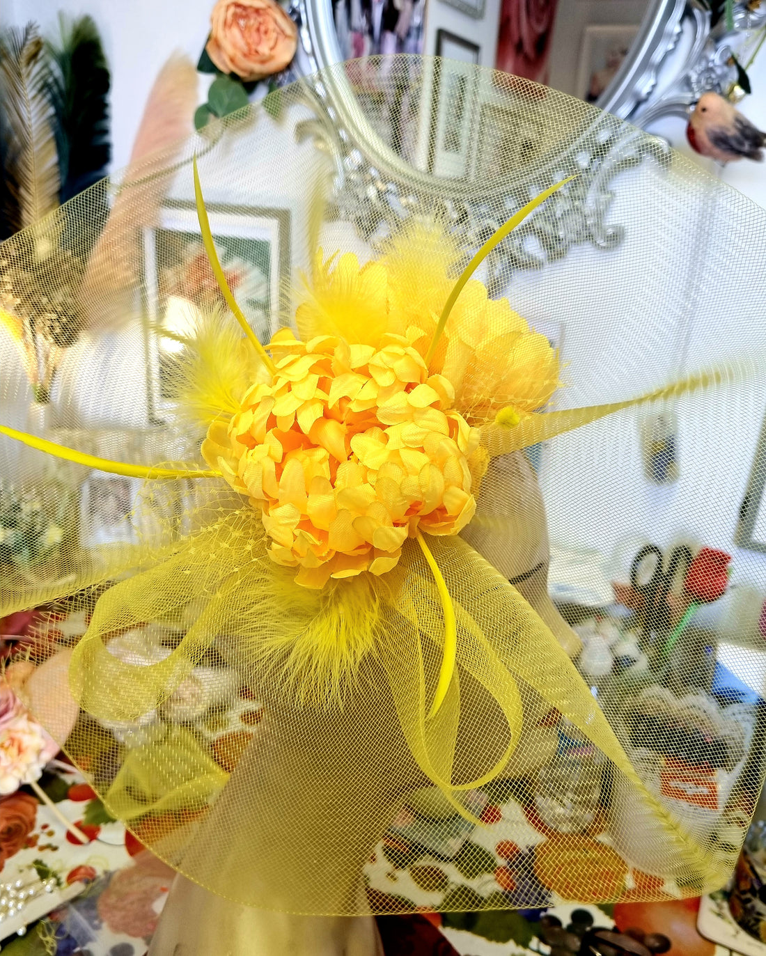 Yellow flower fascinator