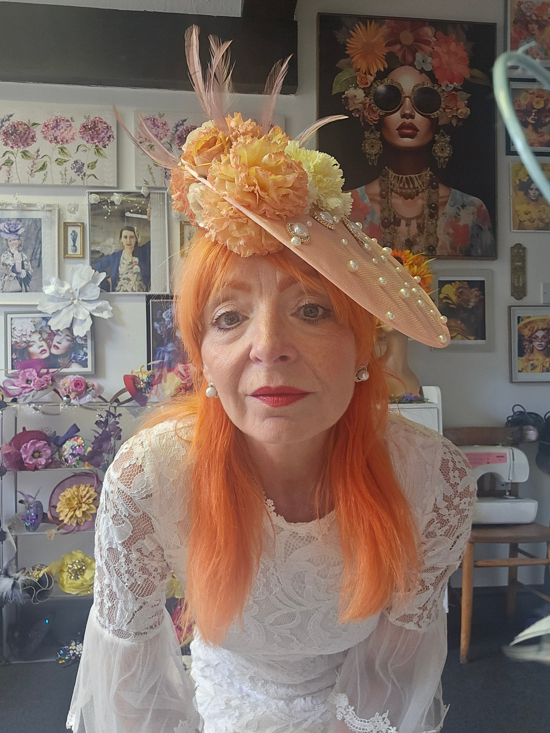 Peach orange fascinator