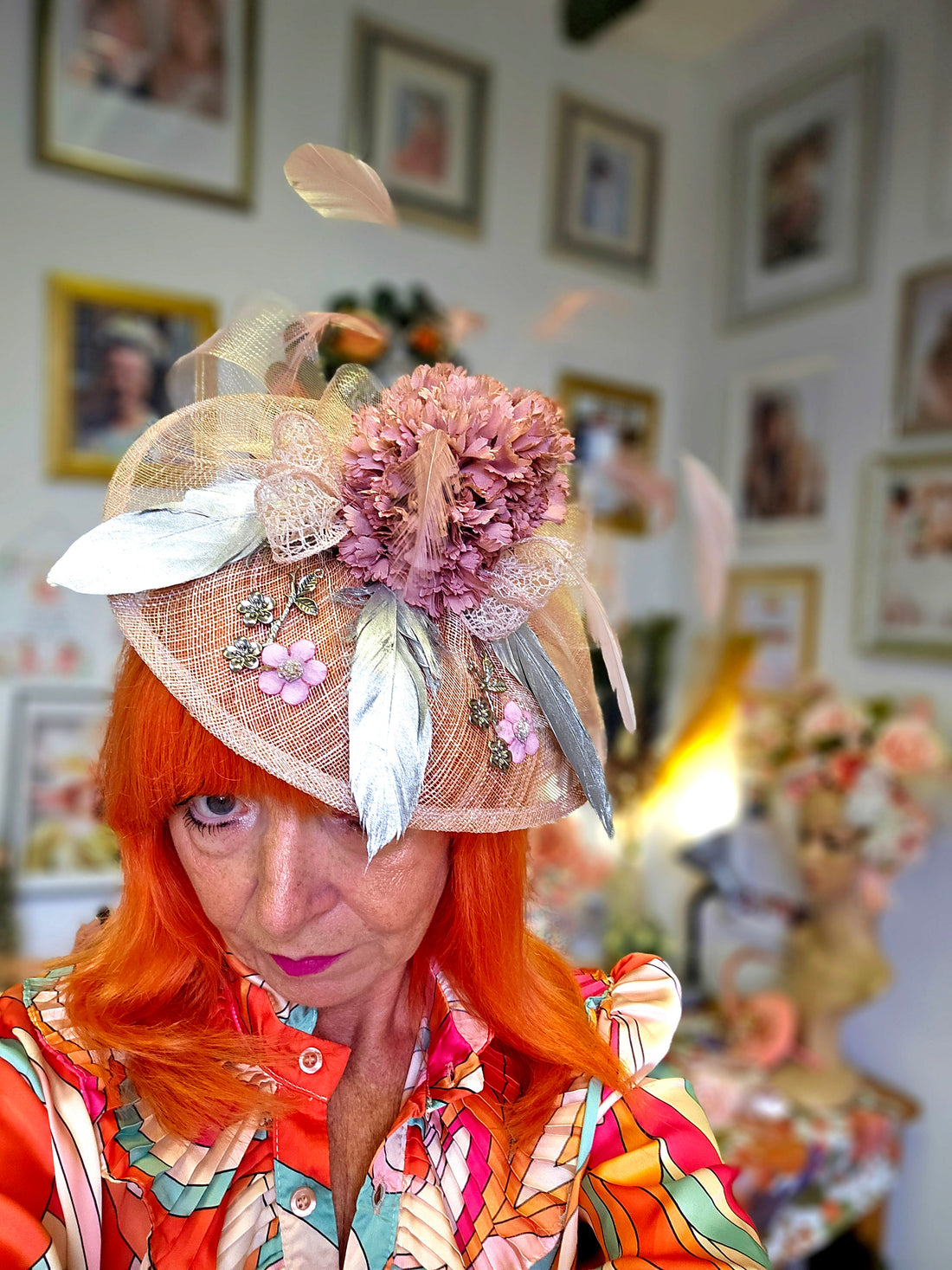 Dusky pink fascinator