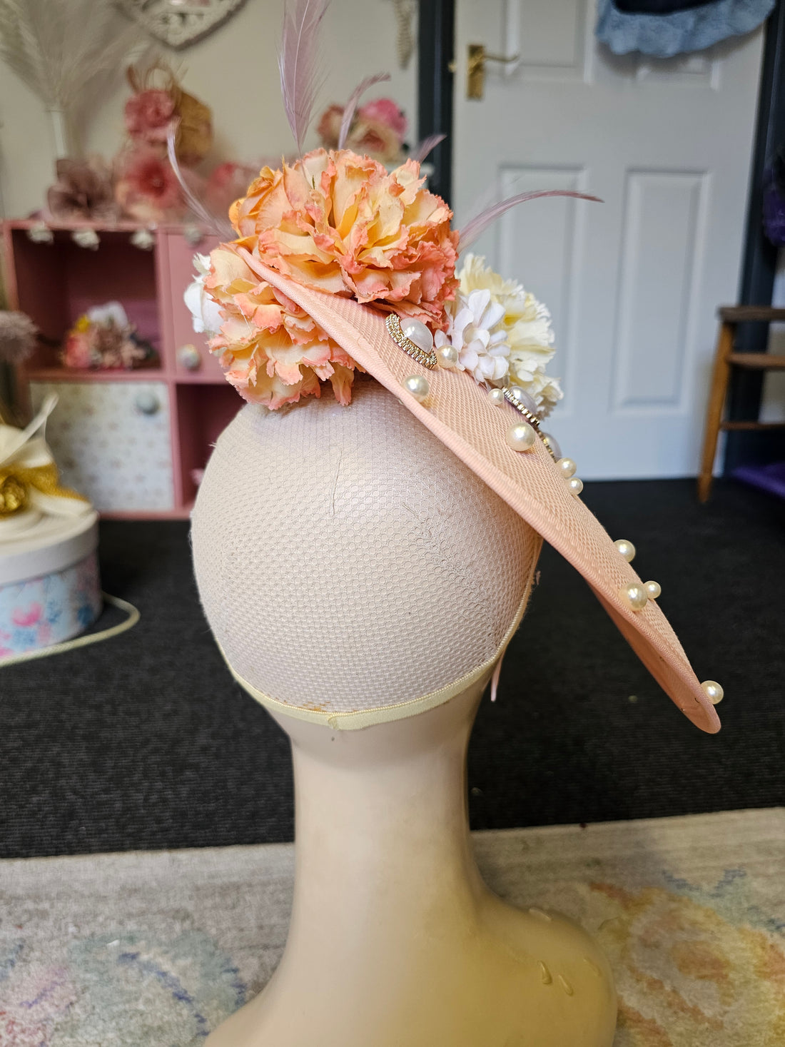 Peach orange fascinator