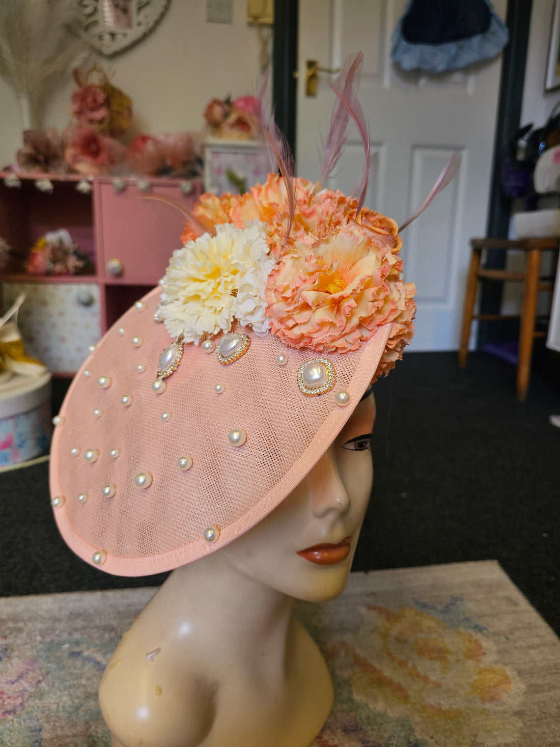 Peach orange fascinator
