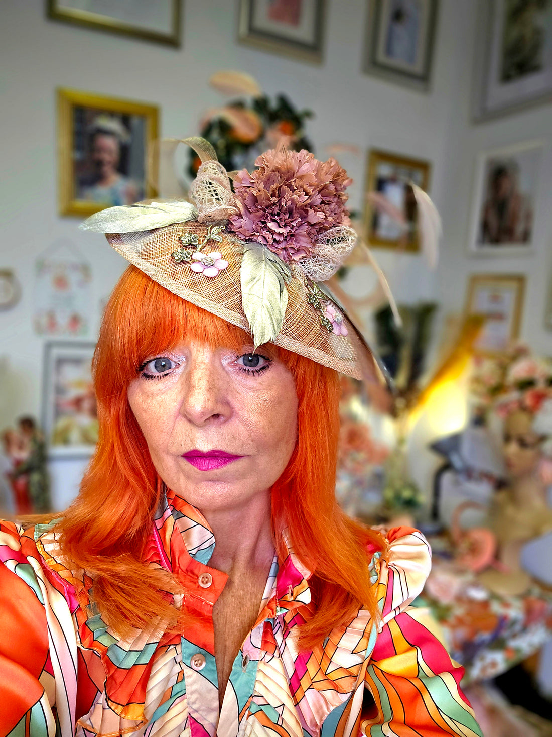 Dusky pink fascinator