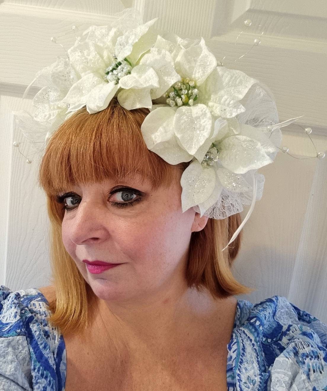 Ivory flower crown boho bride halo fascinator headpiece womens hatinator accessories