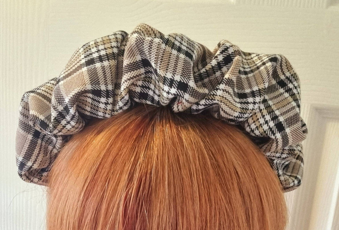 brown cream black check luxury ruched headband headpiece  races wedding womens