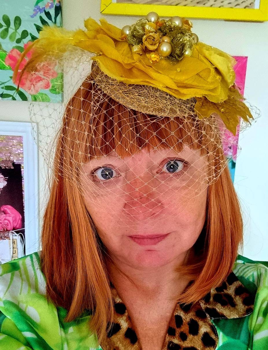 Mustard yellow flower fascinator. Headpiece hatinator Hats races wedding womens accessories