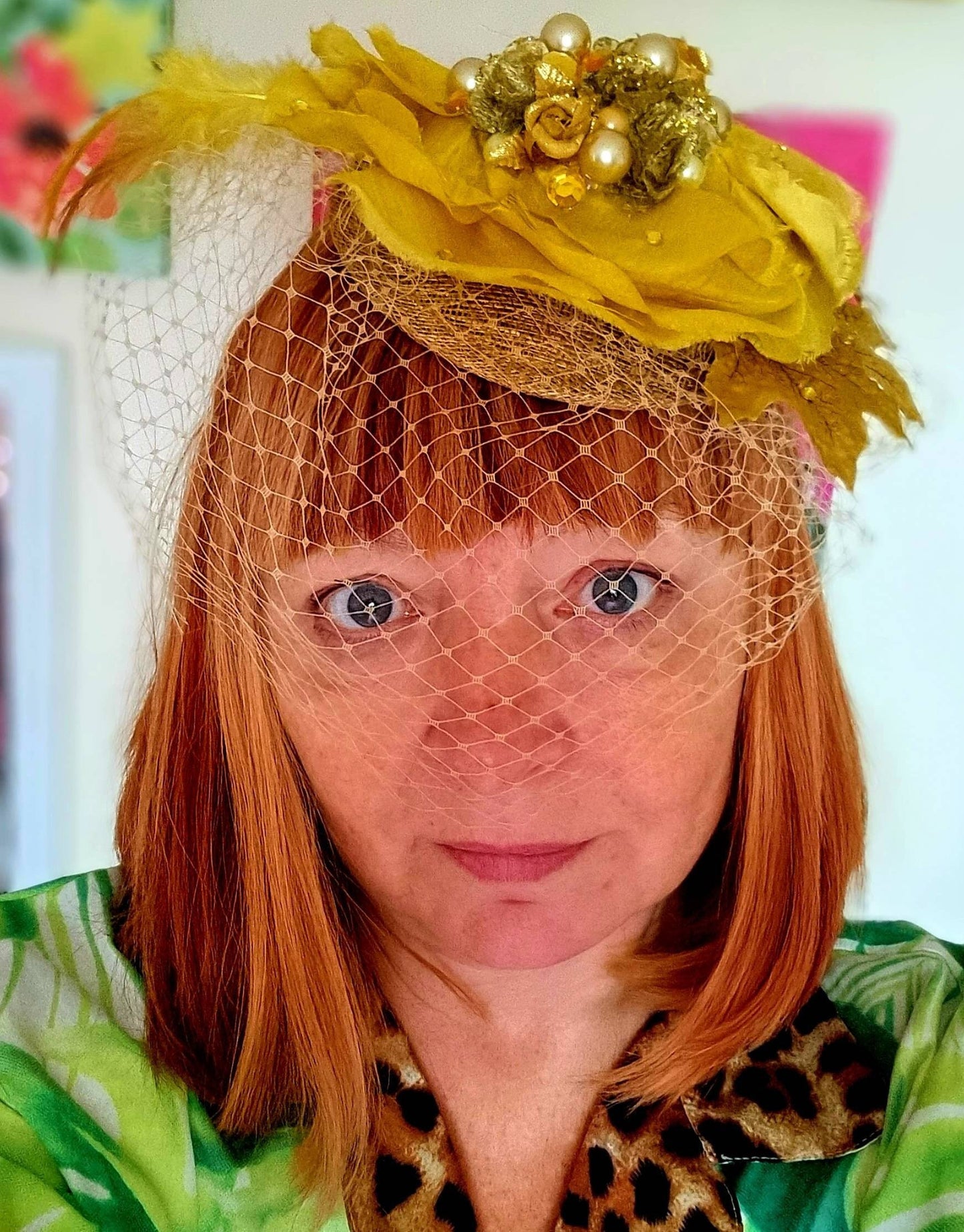 Mustard yellow flower fascinator. Headpiece hatinator Hats races wedding womens accessories